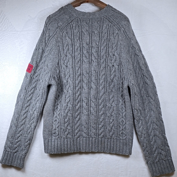 ​Vintage Y2K Abercrombie & Fitch Cable Knit Sweater Gray Crew Neck Pullover XL - Picture 5 of 14